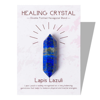 Runyangshi Natural Lapis Lazuli Crystal Stone Double Pointed Crystal Point 6 Faceted Chakra Reiki Healing Stone Crystal Gemstone Gift