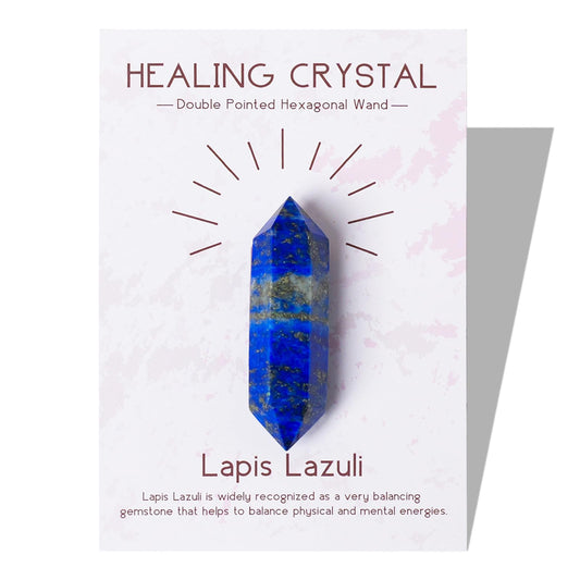 Runyangshi Natural Lapis Lazuli Crystal Stone Double Pointed Crystal Point 6 Faceted Chakra Reiki Healing Stone Crystal Gemstone Gift